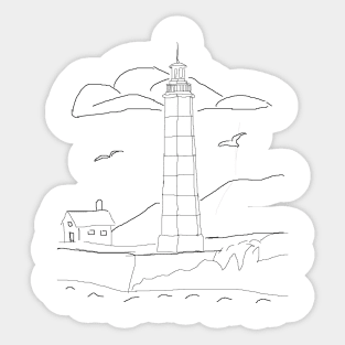 Lighthouse Scene to Color Sticker